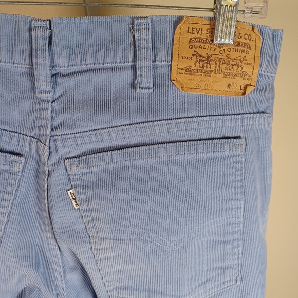 Levis Vintage 517 Sky Blue Corduroy Straight Bootcut Pants White Tab Retro 33 - Picture 5 of 10